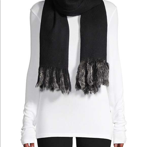 Rabbit Fur Fringe Wool Wrap - La Fiorentin… - Picture 6 of 7